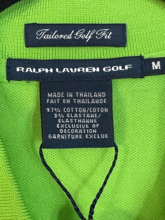 Ralph Lauren Gold Women's Short Sleeve Lime Green Big Stripe Spring Polo Sz M NW - Picture 4 of 8